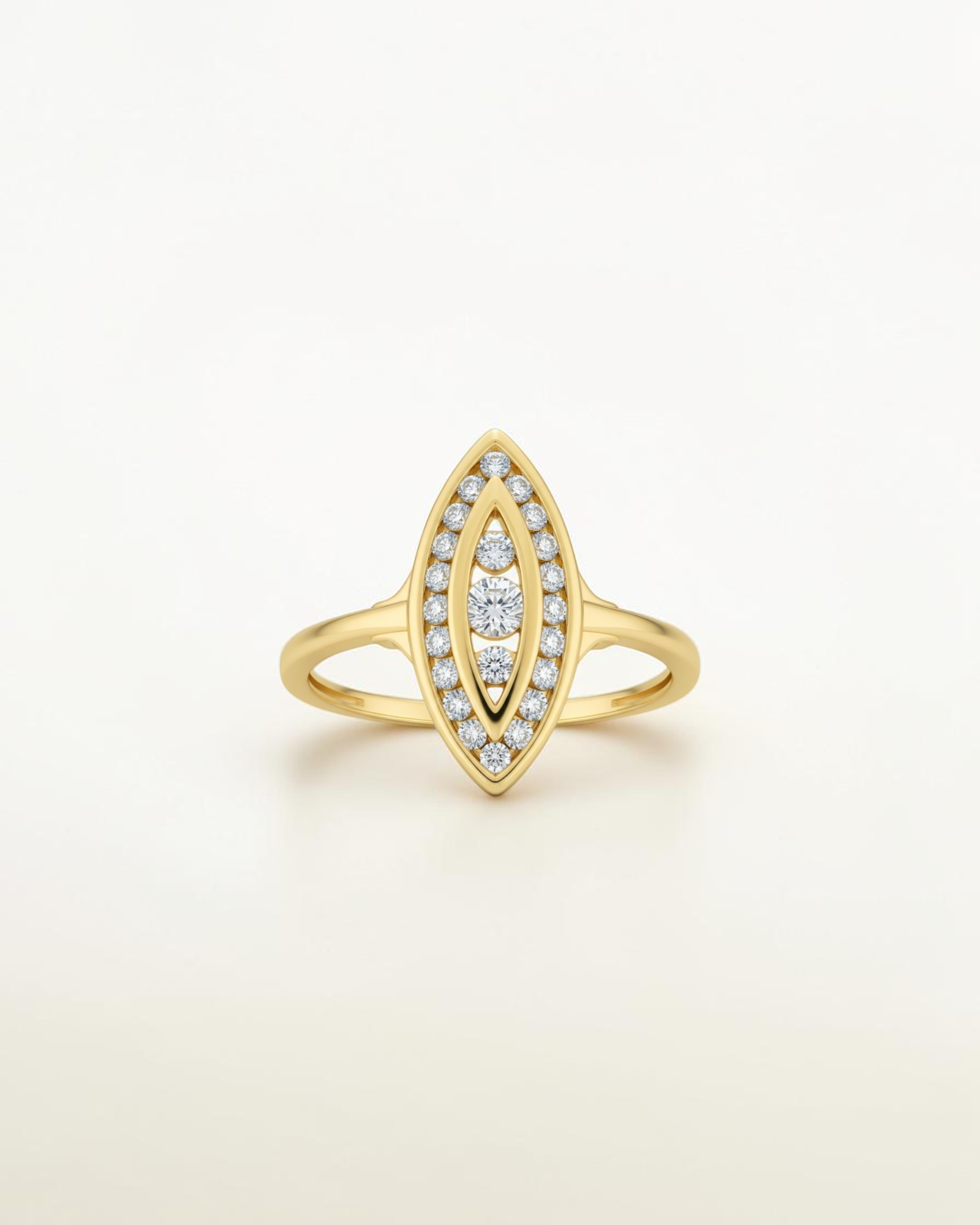 Sortija Surya Navette de Brillantes en Oro Amarillo