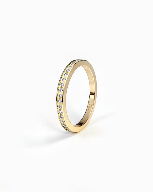 Alianza con Brillantes en Pavé en Oro Amarillo de 18 Quilates