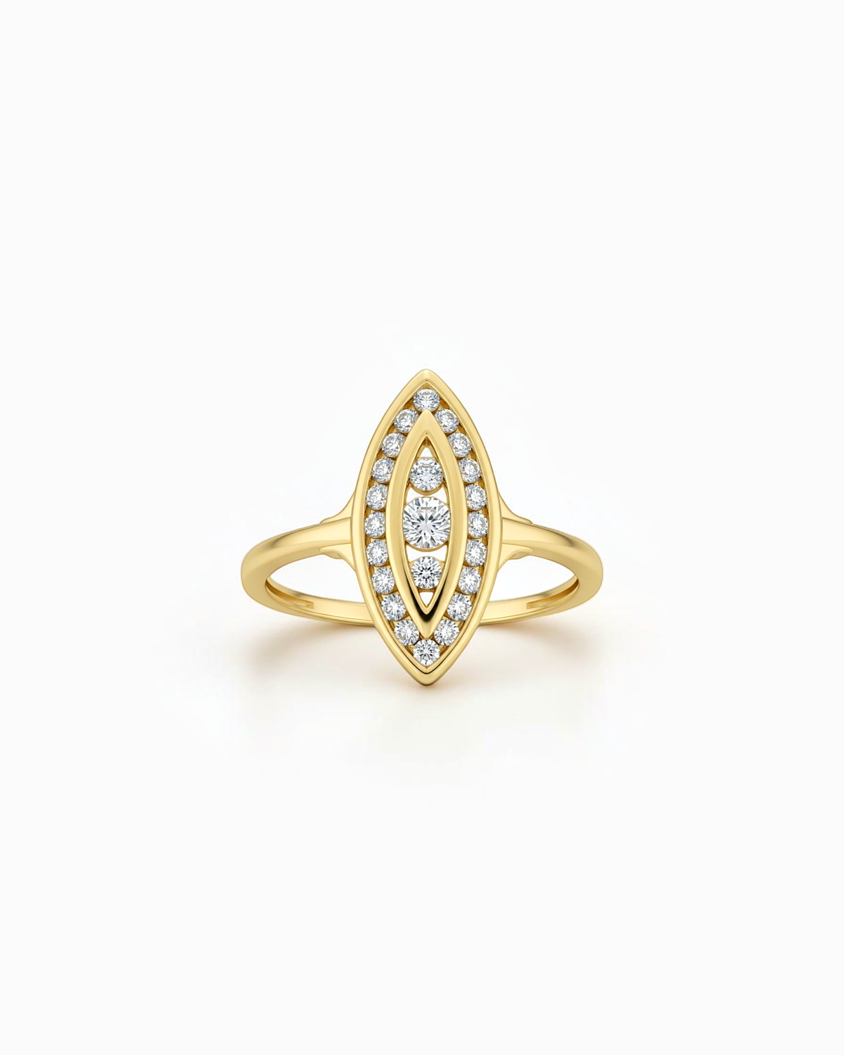 Sortija Surya Navette de Brillantes en Oro Amarillo