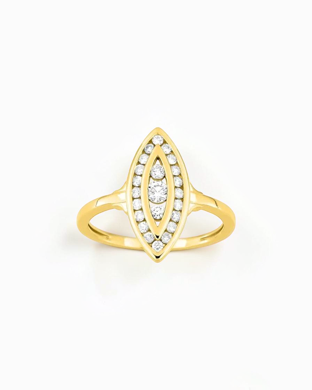 Sortija Surya Navette de Brillantes en Oro Amarillo