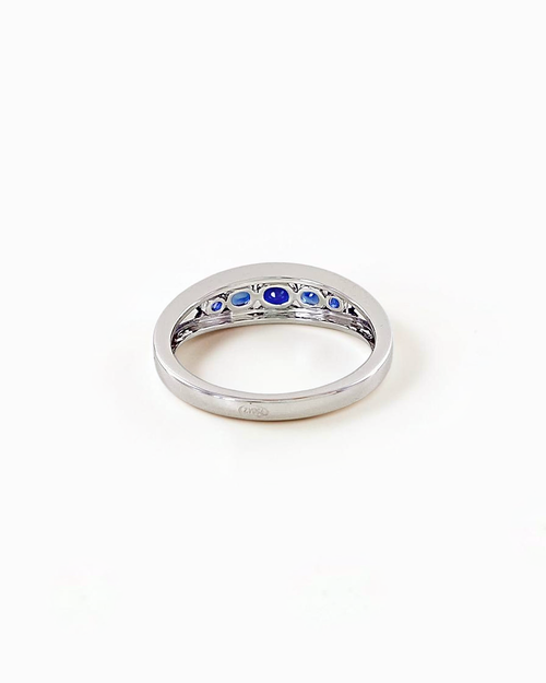 Anillo Índigo de Zafiros y Brillantes en Oro Blanco