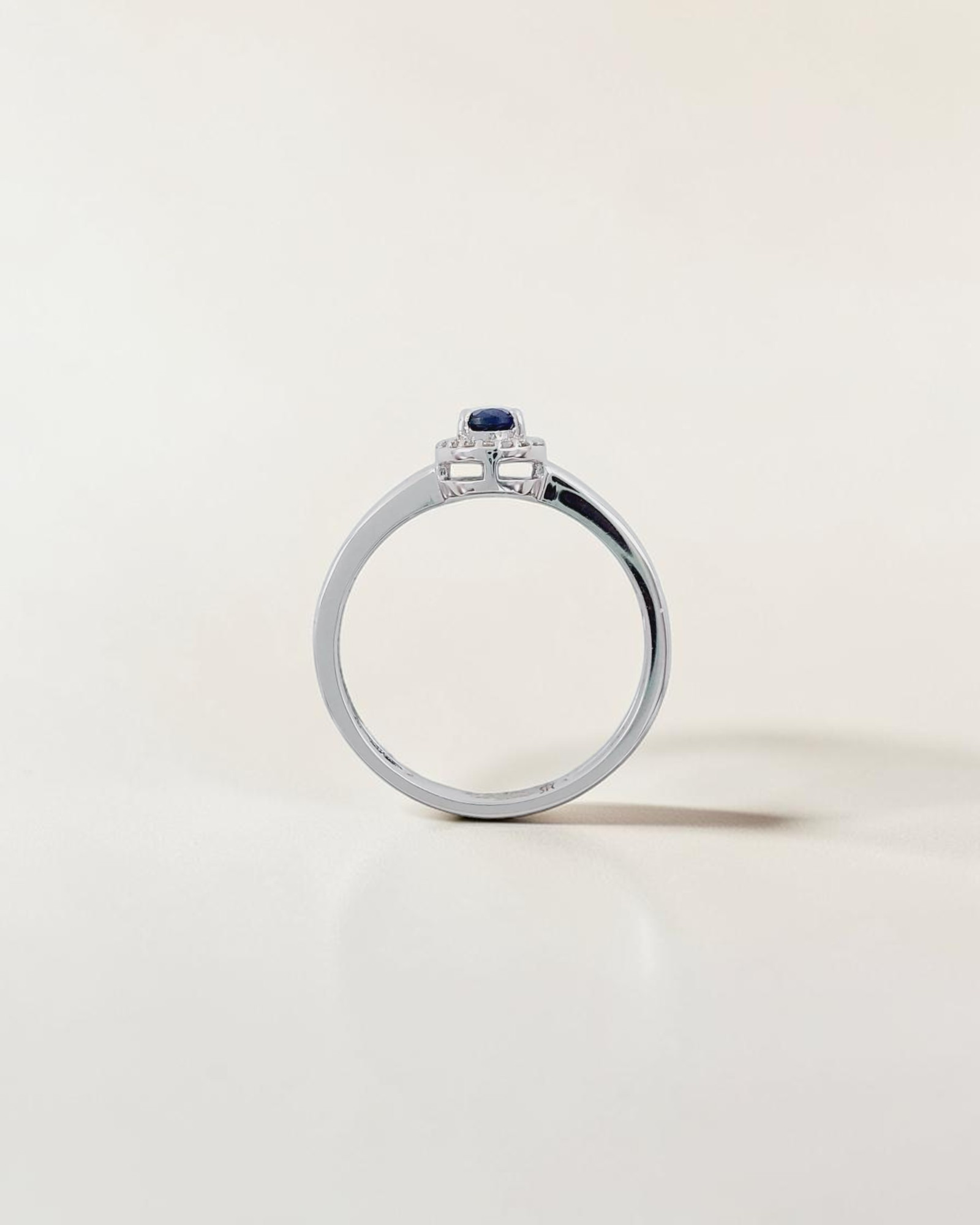 Anillo Orla de Zafiro en Oro Blanco