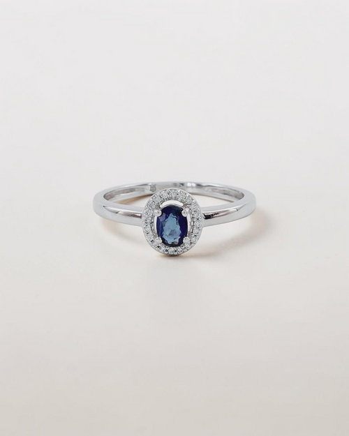 Anillo Bruma Orla de Zafiro en Oro Blanco
