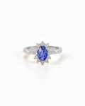 Anillo Cian de Zafiro y Brillantes en Oro Blanco