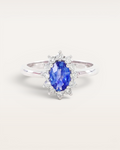 Anillo Cian de Zafiro y Brillantes en Oro Blanco