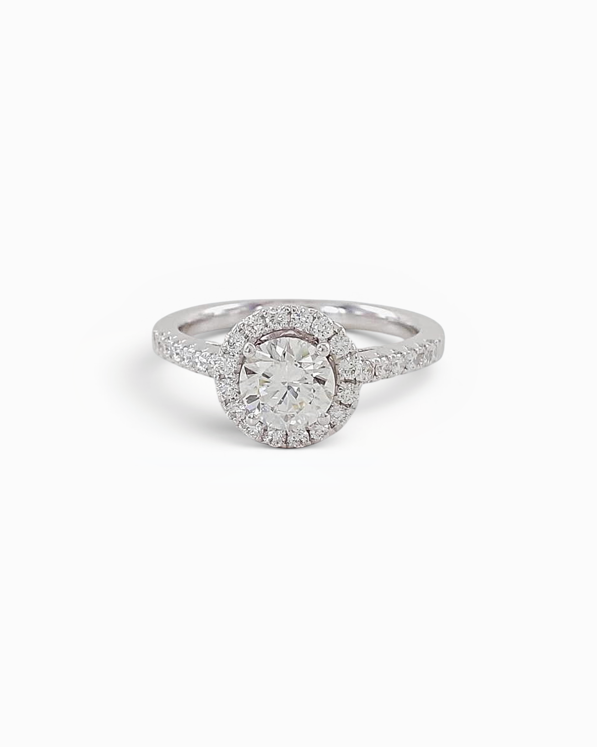 Anillo Halo Lumière con Brillantes en Oro Blanco