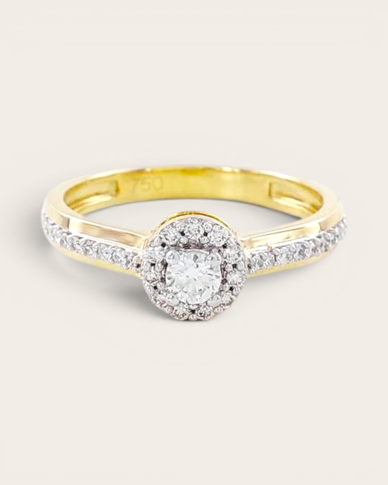 Anillo Halo Mistral Bicolor con Brillantes en Oro