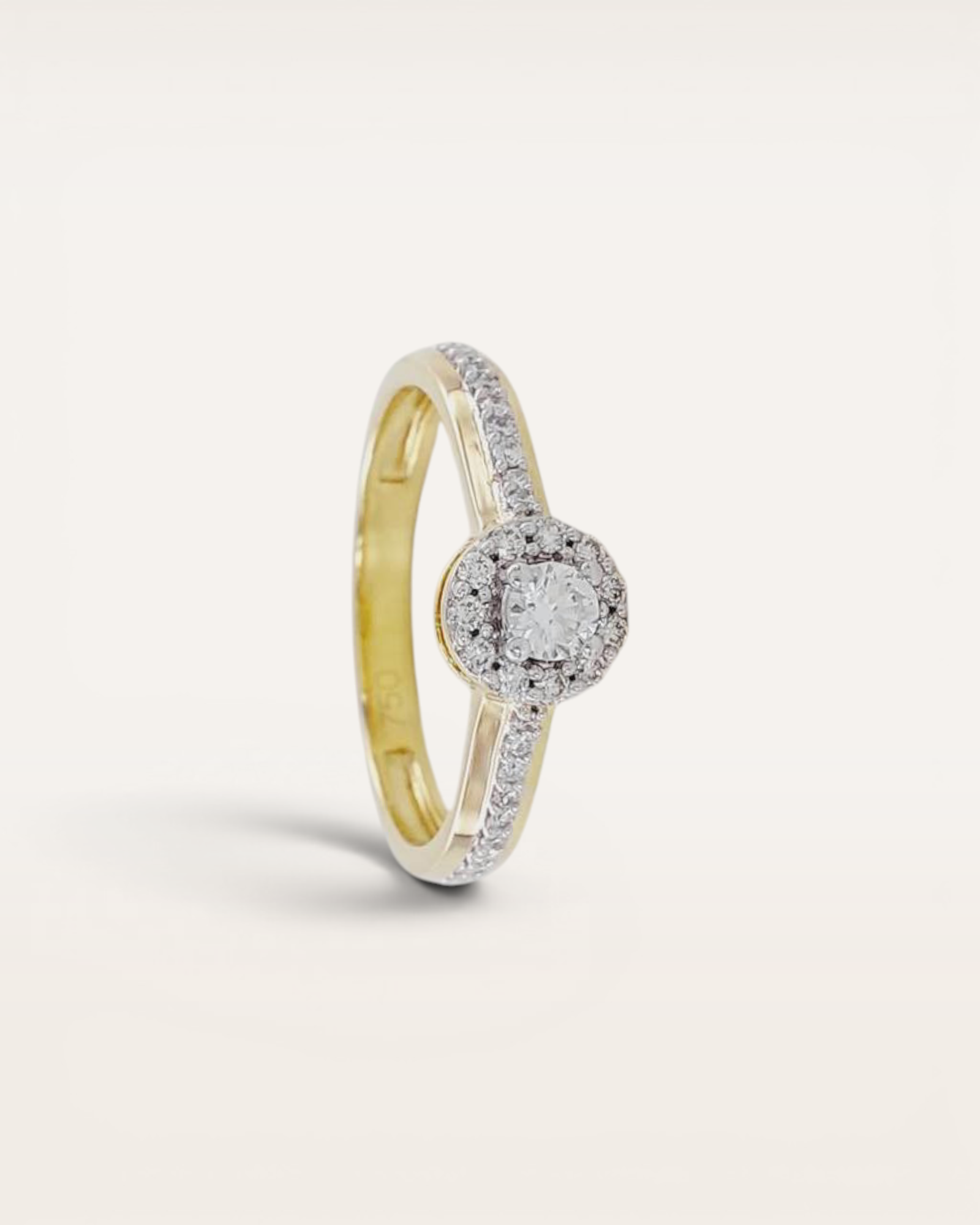 Anillo Halo Mistral Bicolor con Brillantes en Oro