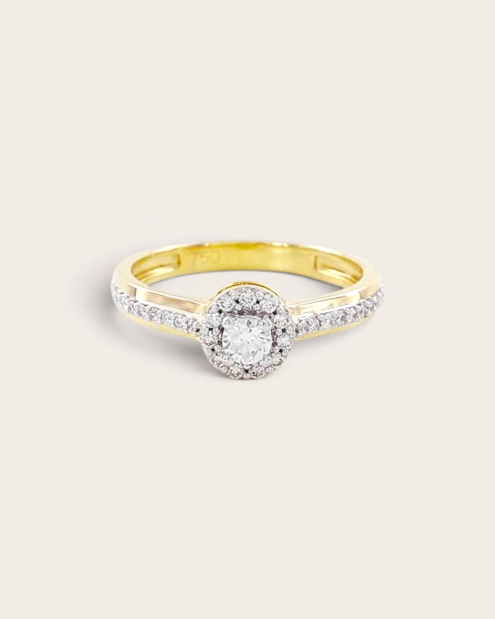 Anillo Halo Mistral Bicolor con Brillantes en Oro
