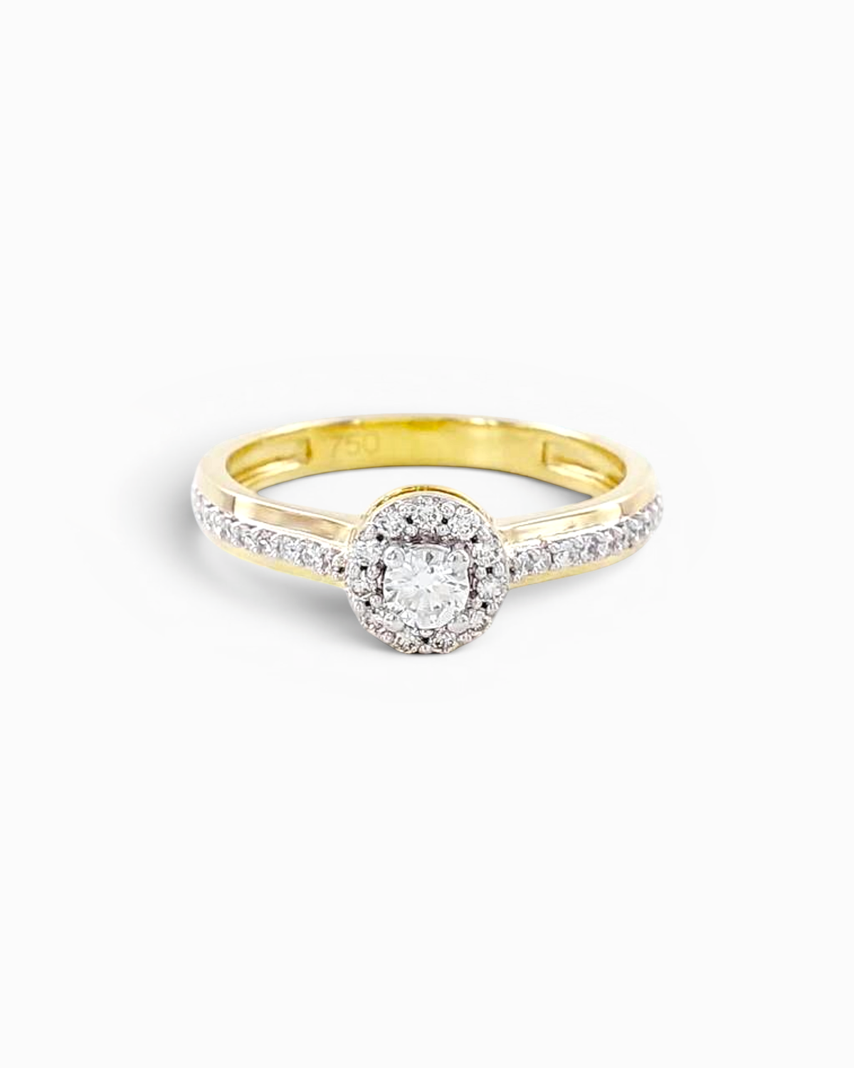 Anillo Halo Mistral Bicolor con Brillantes en Oro