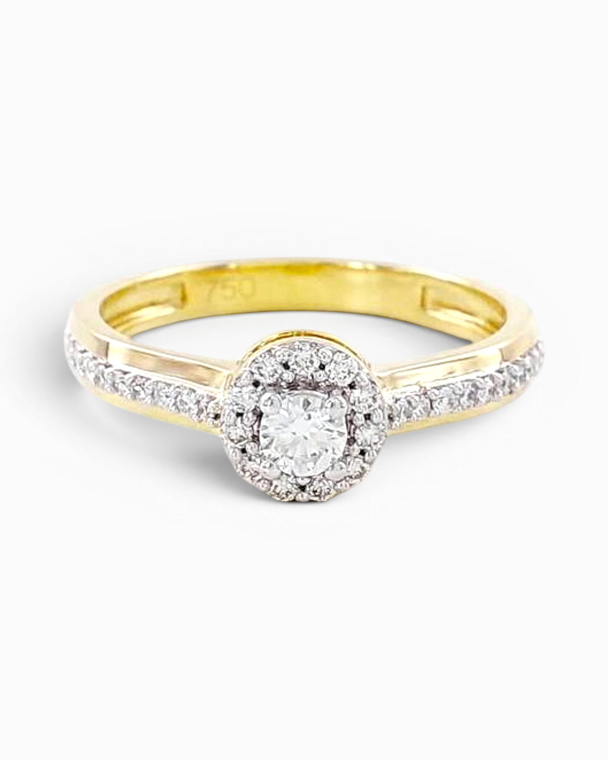 Anillo Halo Mistral Bicolor con Brillantes en Oro