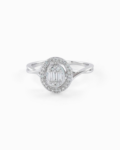 Anillo Almena con Brillantes Baguette en Oro Blanco