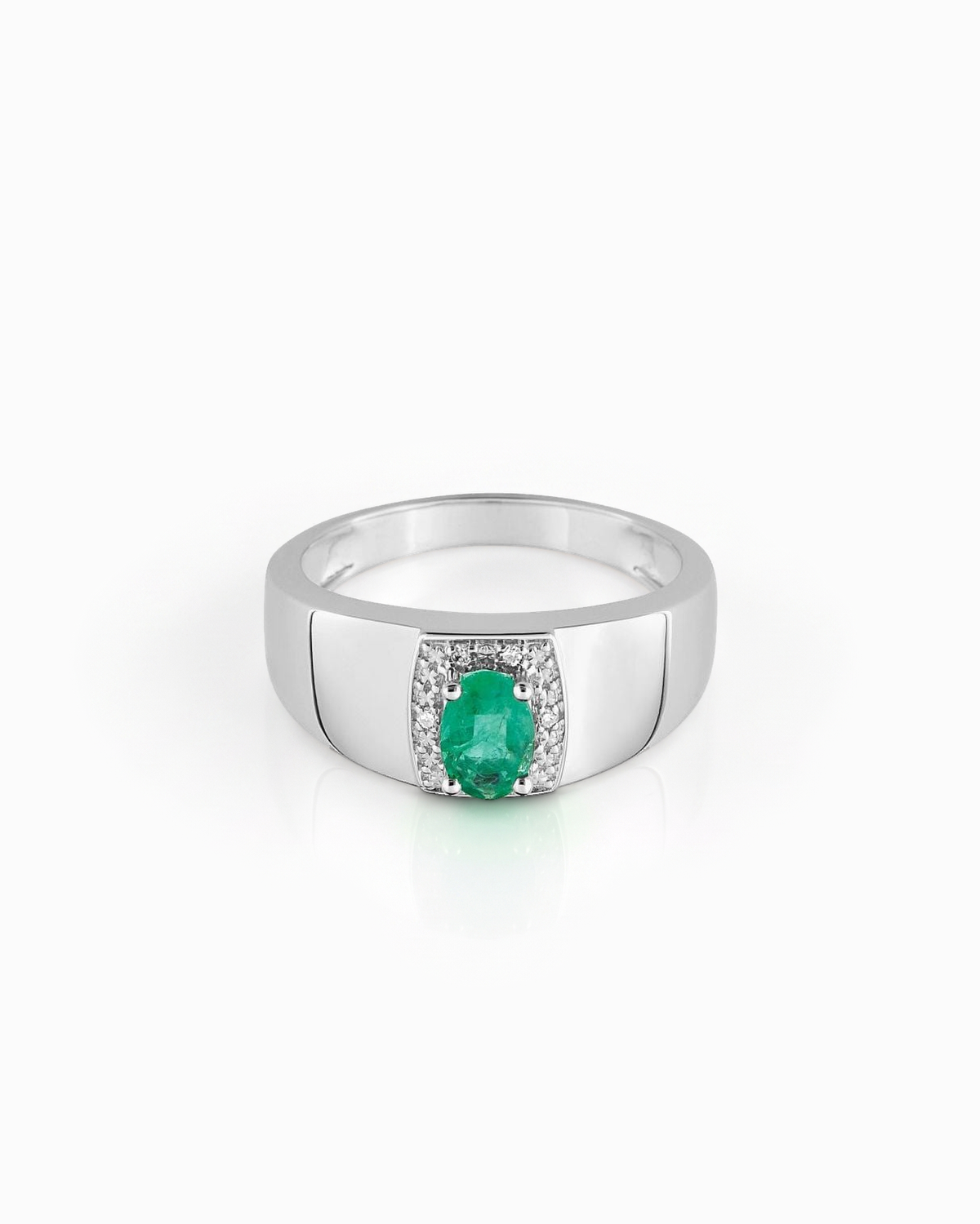 Anillo Rivoli Banda de Esmeralda en Oro Blanco