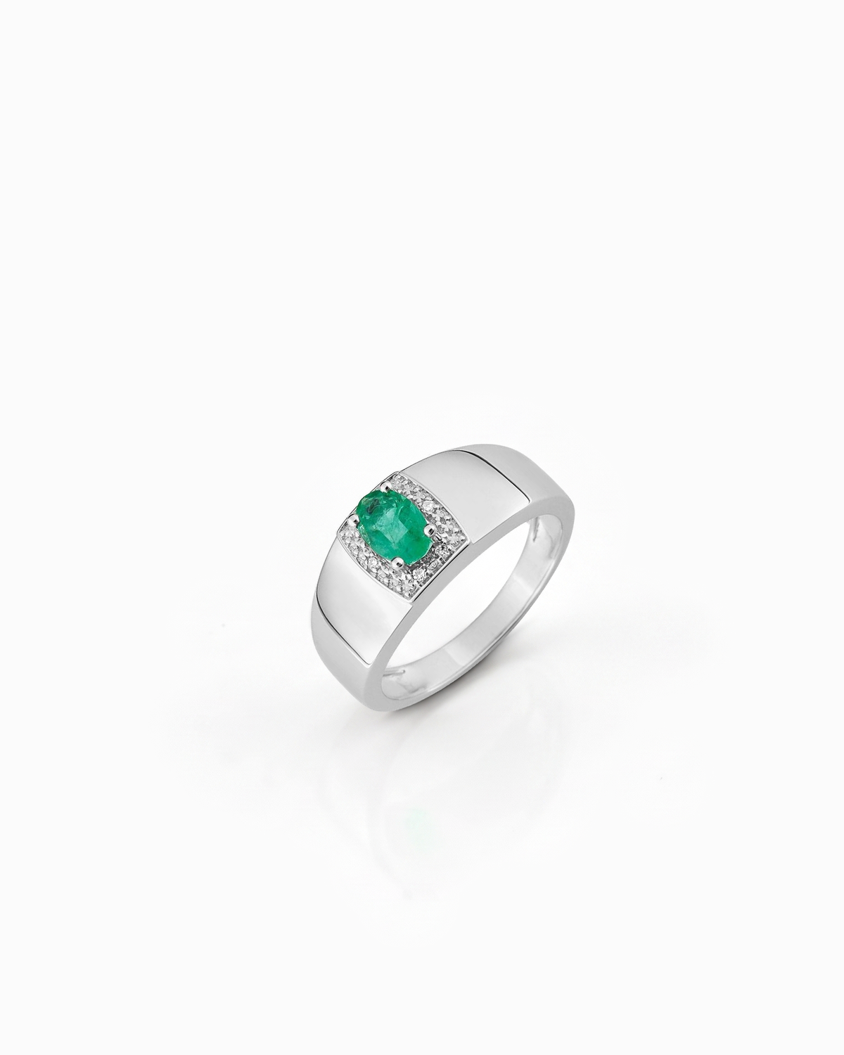 Anillo Rivoli Banda de Esmeralda en Oro Blanco