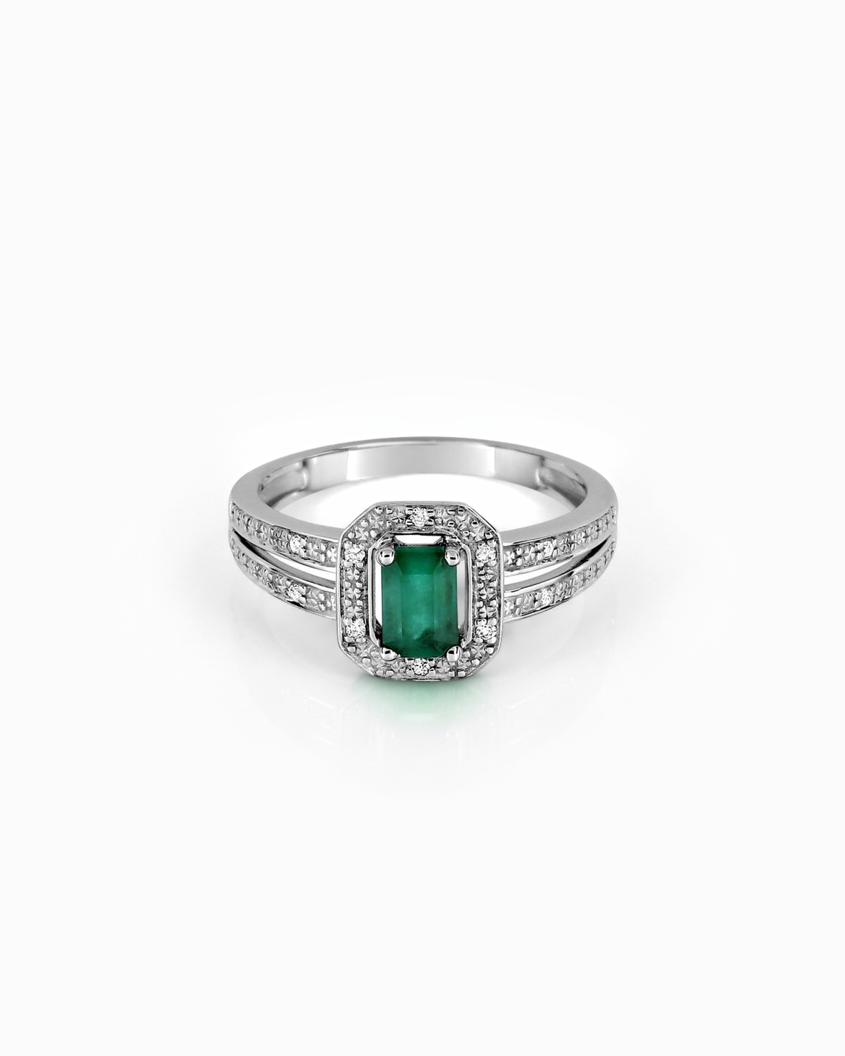Anillo Madeleine Octógono de Esmeralda en Oro Blanco