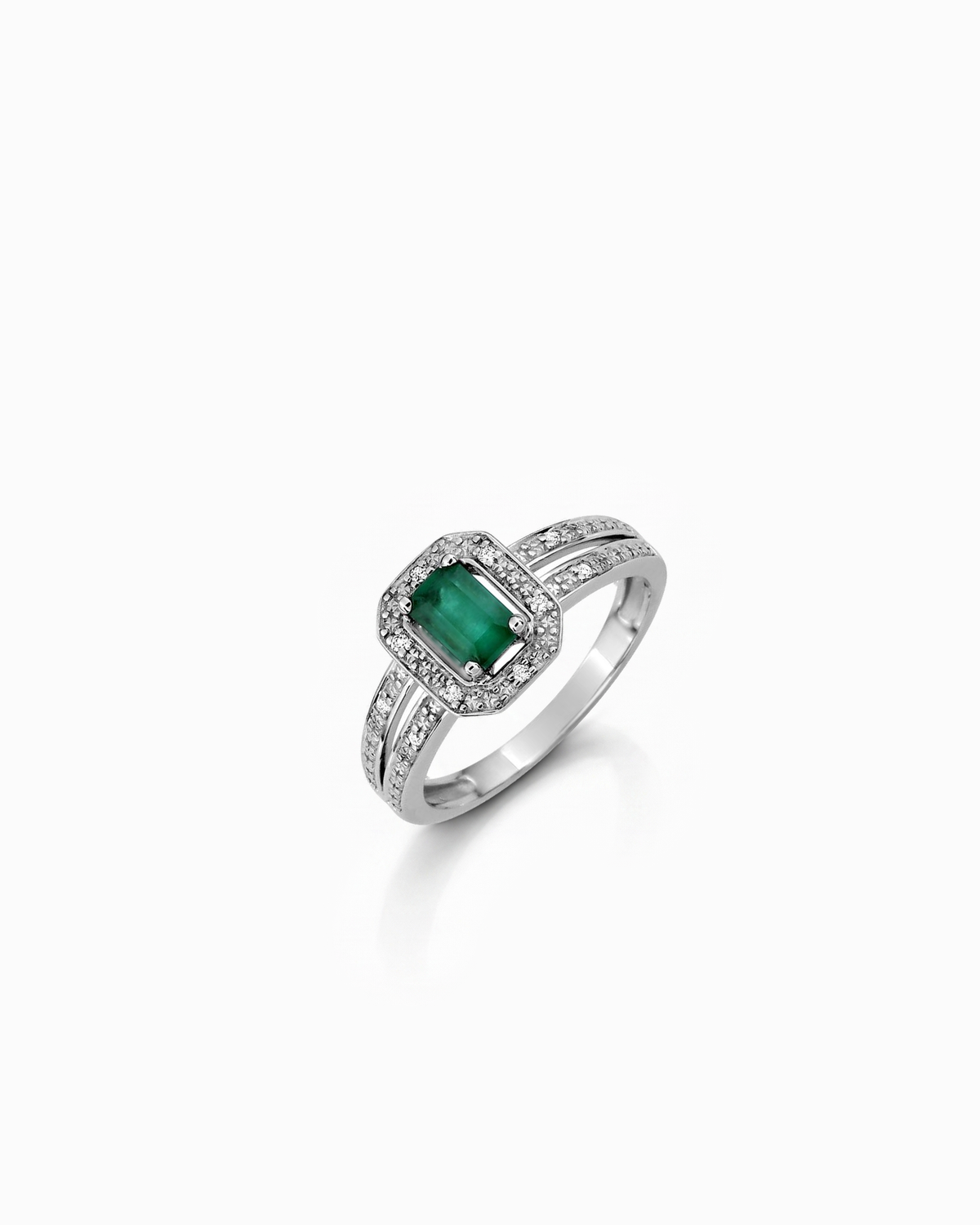 Anillo Madeleine Octógono de Esmeralda en Oro Blanco