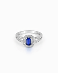 Anillo Madeleine Octógono de Zafiro en Oro Blanco
