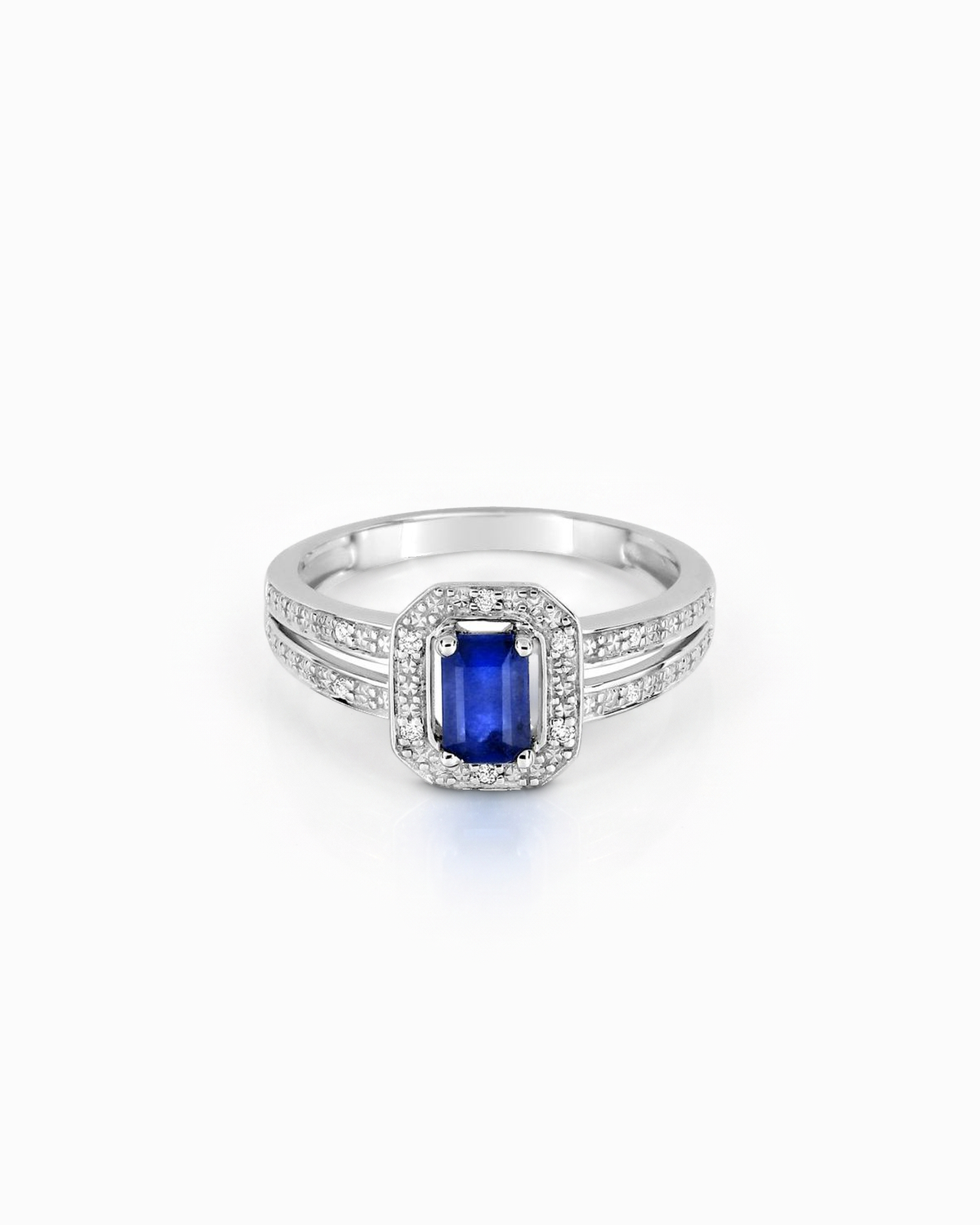 Anillo Madeleine Octógono de Zafiro en Oro Blanco