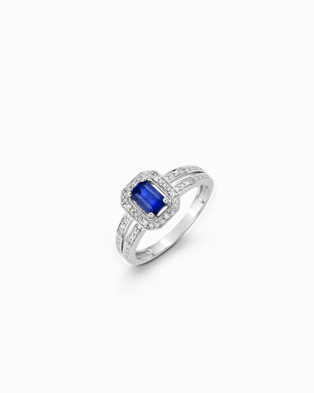 Anillo Madeleine Octógono de Zafiro en Oro Blanco