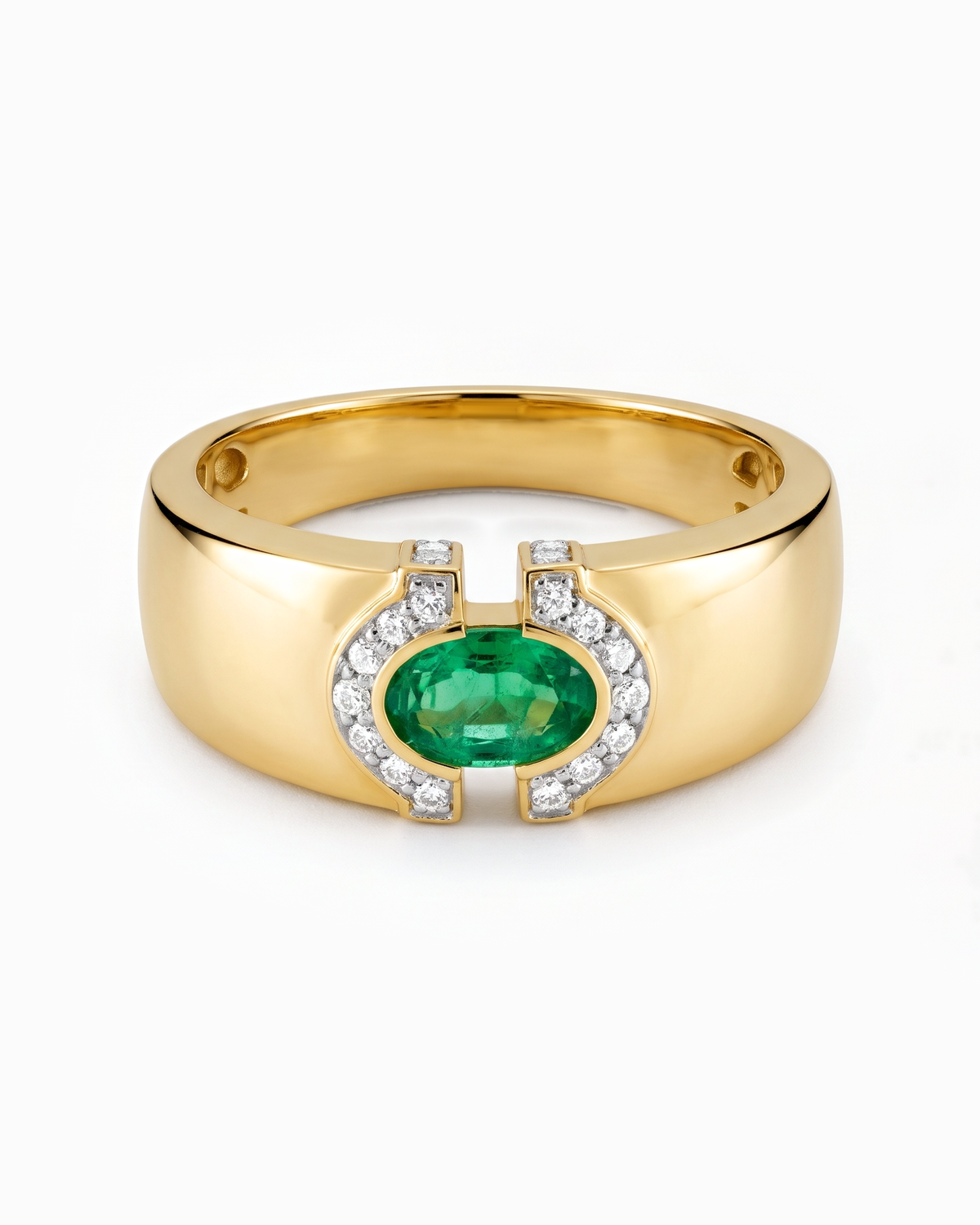 Anillo Suzanne Abierto de Esmeralda en Oro Amarillo