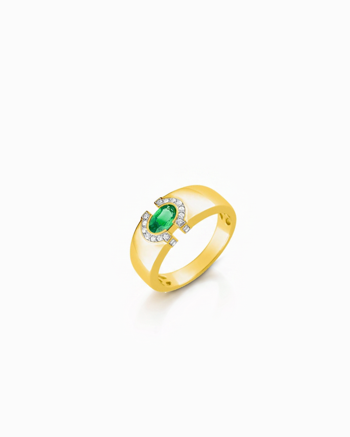 Anillo Suzanne Abierto de Esmeralda en Oro Amarillo