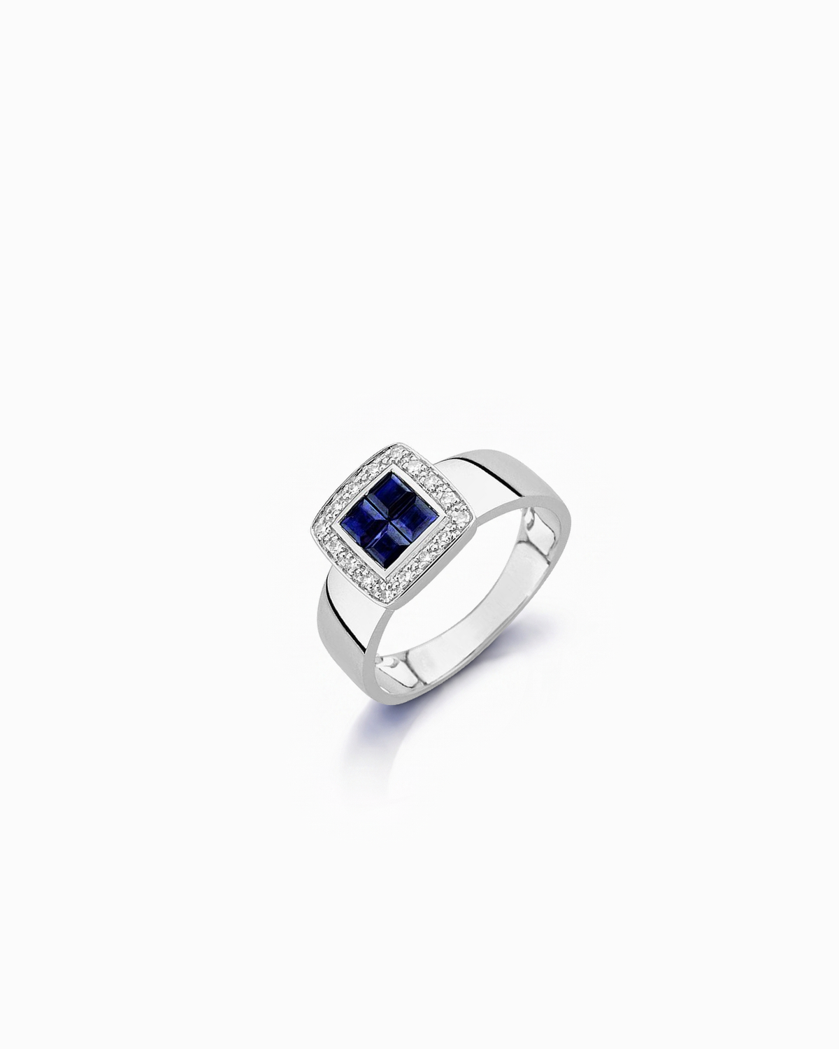 Anillo Sonia Cuadrado de Zafiros en Oro Blanco