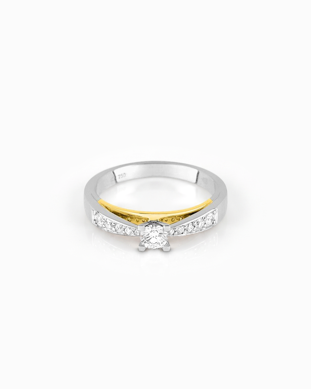 Solitario Concordia de Brillante en Oro Blanco y Amarillo
