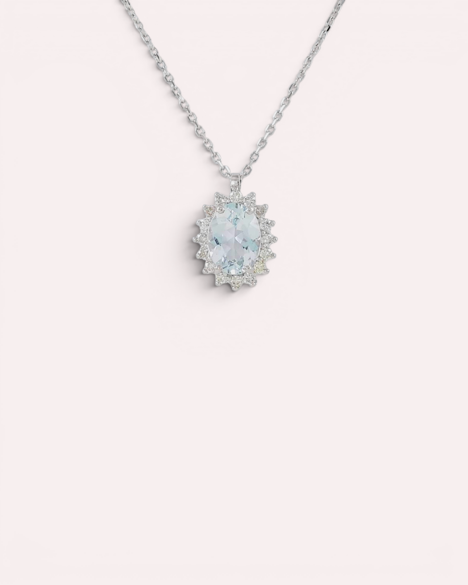 Colgante Aura de Aguamarina y Brillantes en Oro Blanco