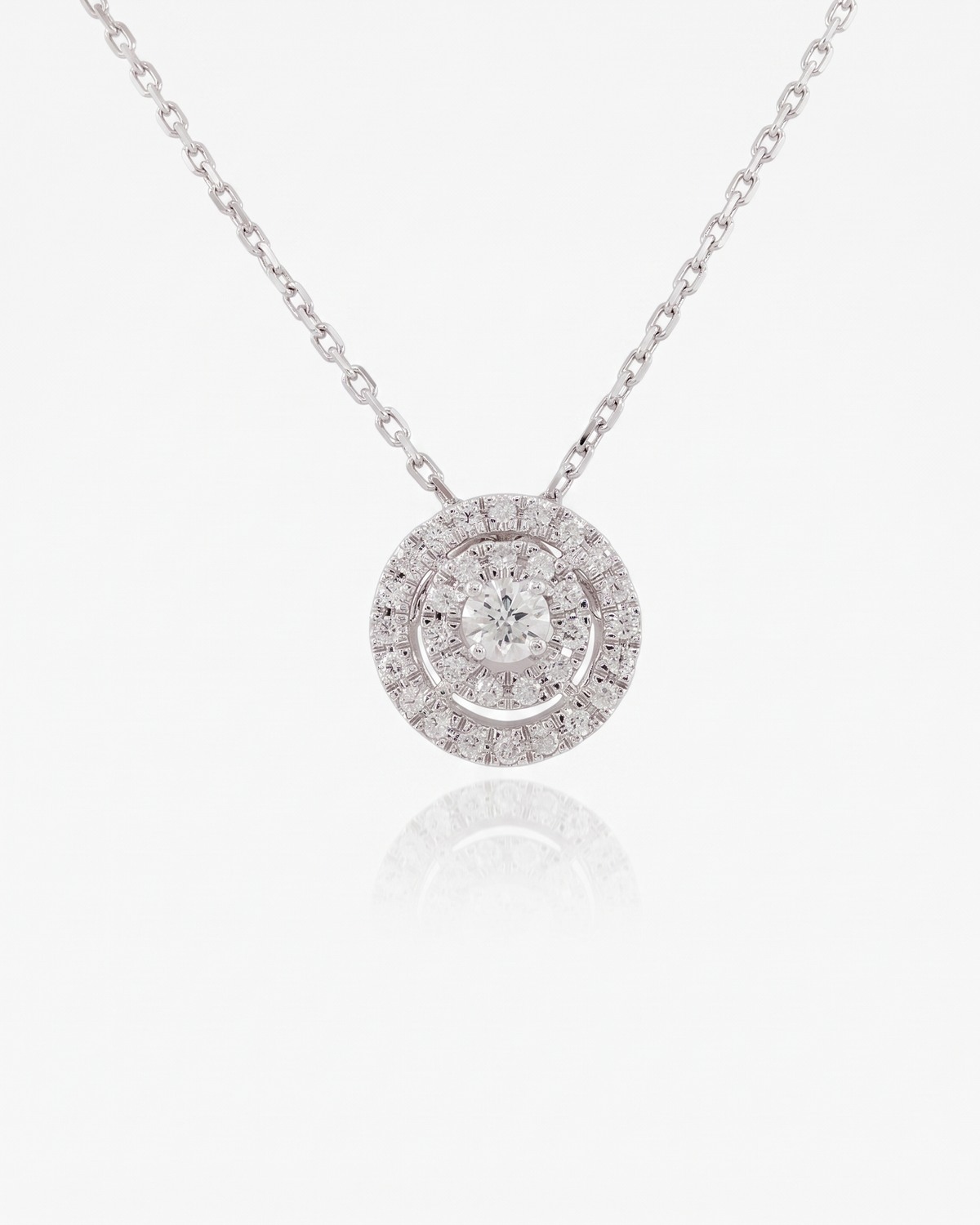 Colgante Nimbo Doble Halo de Brillantes en Oro Blanco