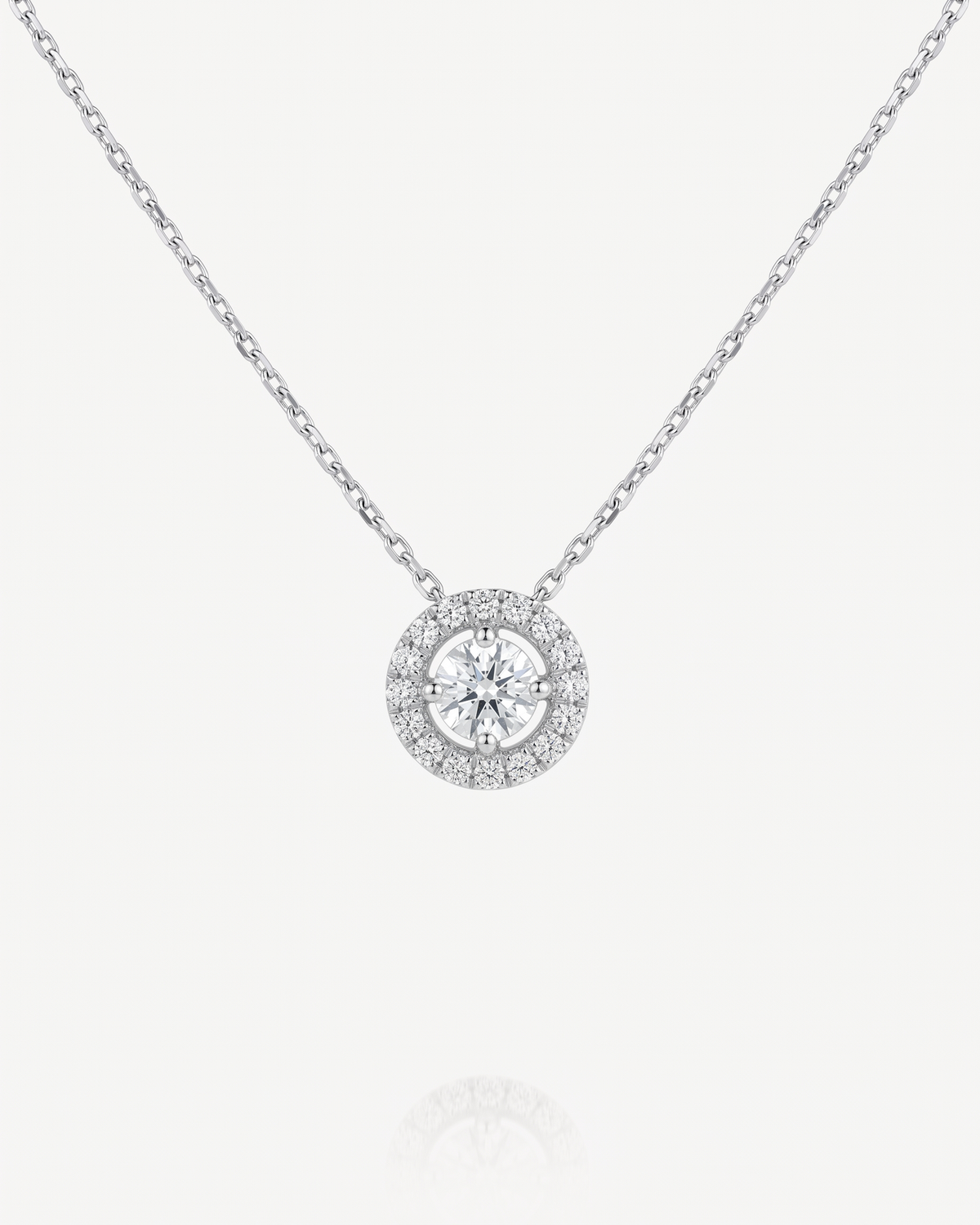 Colgante Ronda Halo de Brillantes en Oro Blanco