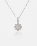 Colgante Rosetón Flor de Brillantes en Oro Blanco