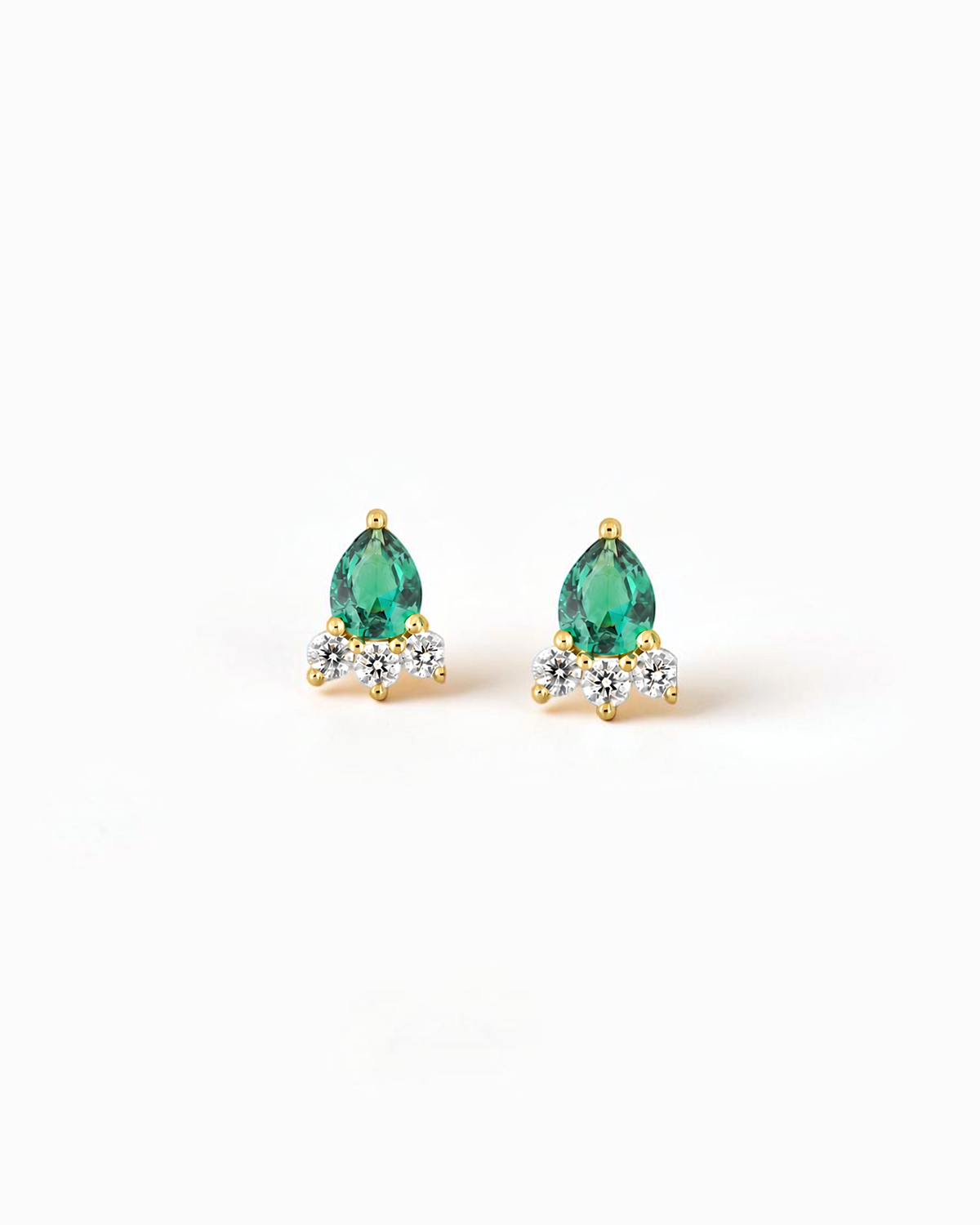 Pendientes Estela Lágrima de Esmeralda en Oro Amarillo
