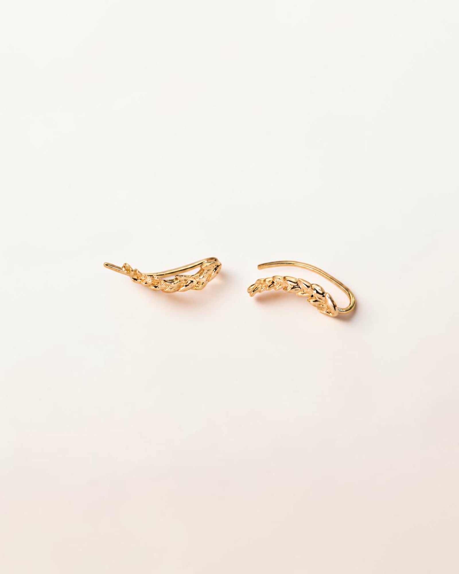 Pendientes Trepadores Hojitas en Oro Amarillo
