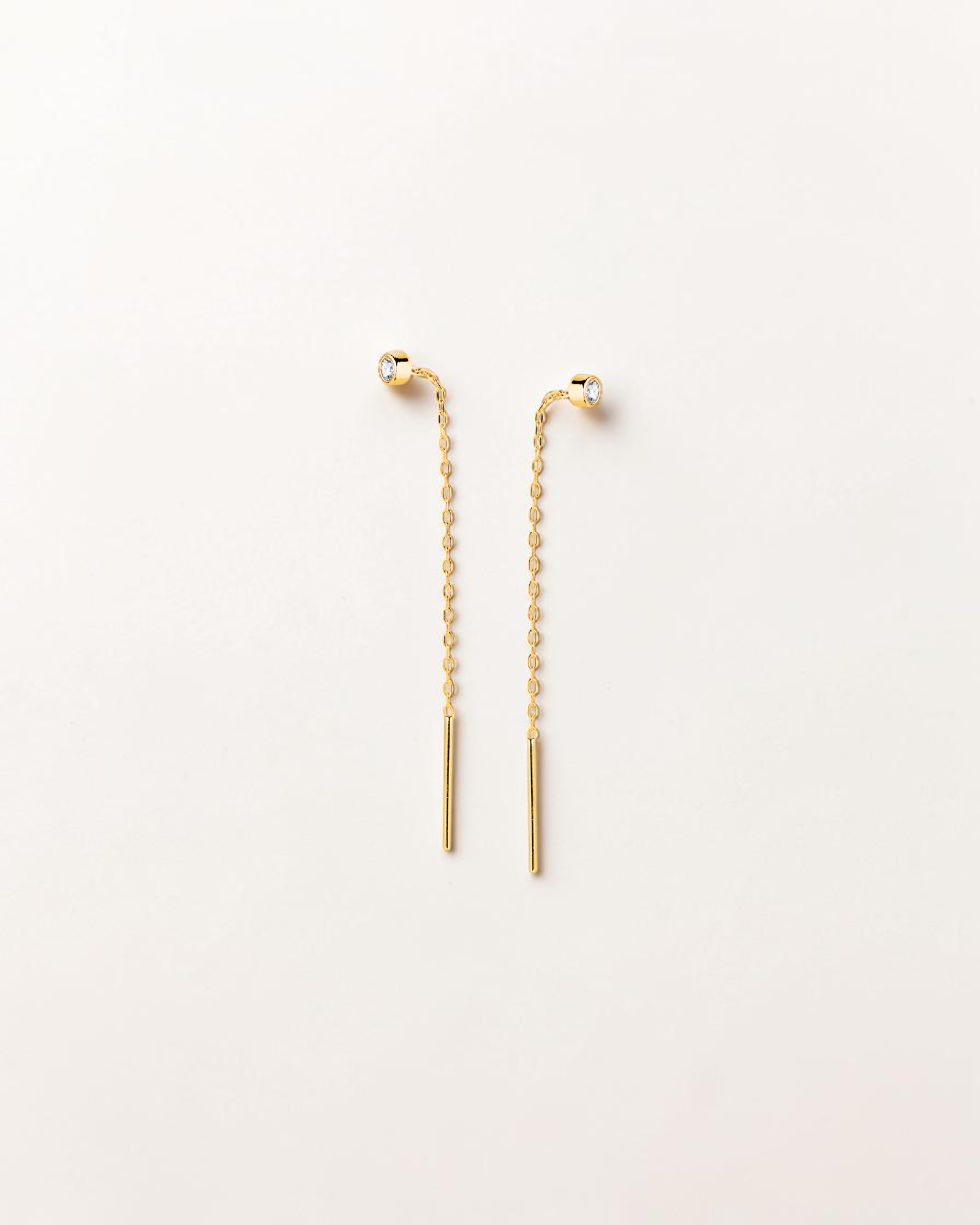 Pendientes Pasantes con Circonita en Oro Amarillo
