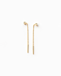 Pendientes Brisa Pasantes con Circonita en Oro Amarillo