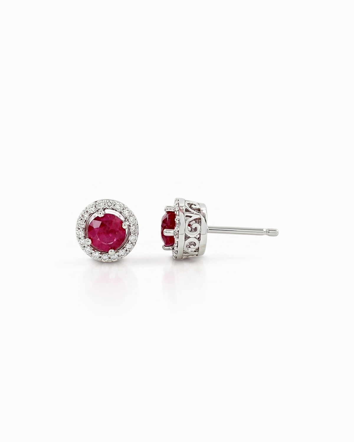 Pendientes Imara de Rubí y Brillantes en Oro Blanco