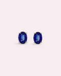 Pendientes Solitario de Zafiro Oval en Oro Blanco