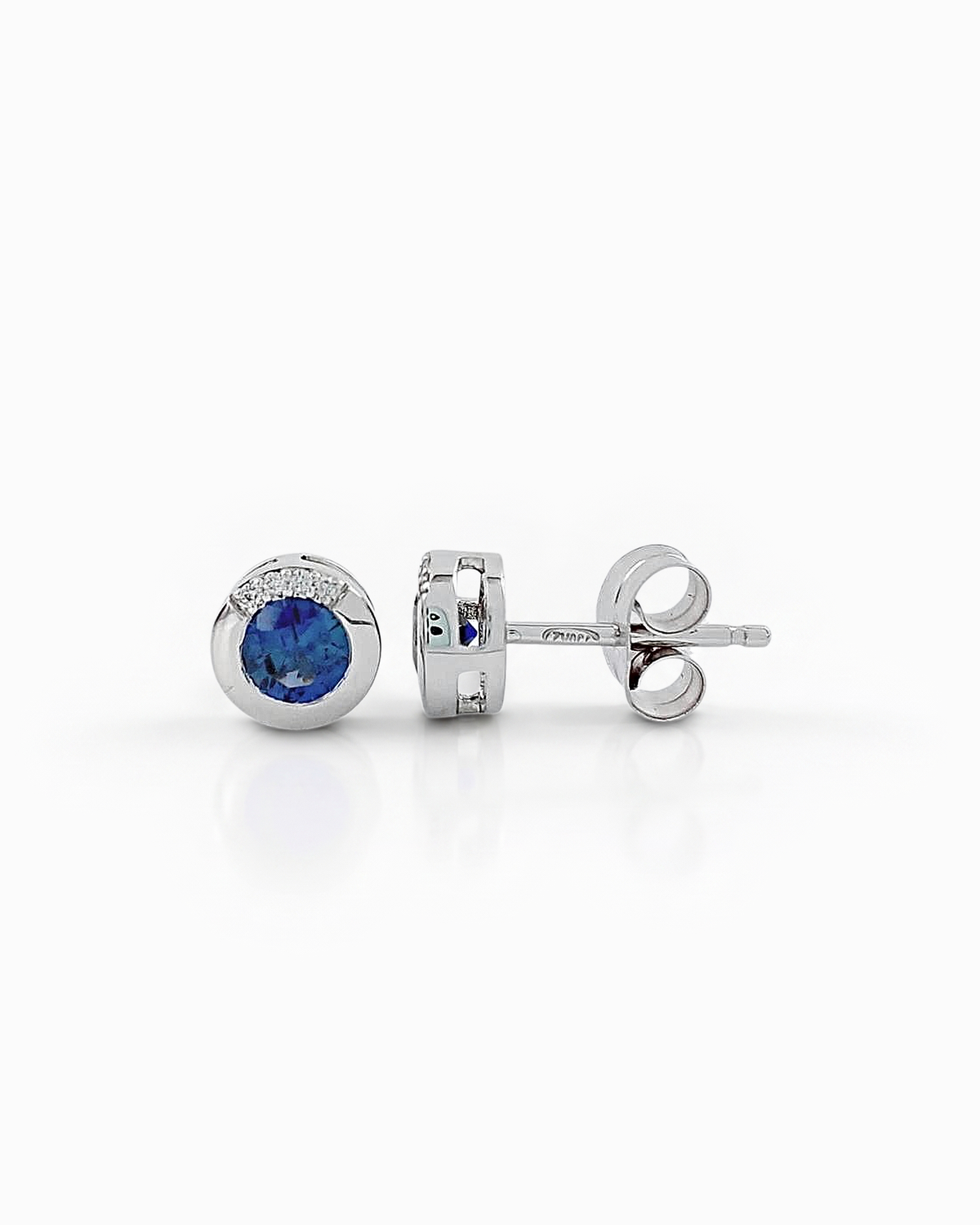 Pendientes Talia Chatón de Zafiro y Brillantes en Oro Blanco