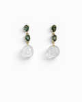 Pendientes Sirena de Topacio Verde y Perla Barroca en Oro Amarillo