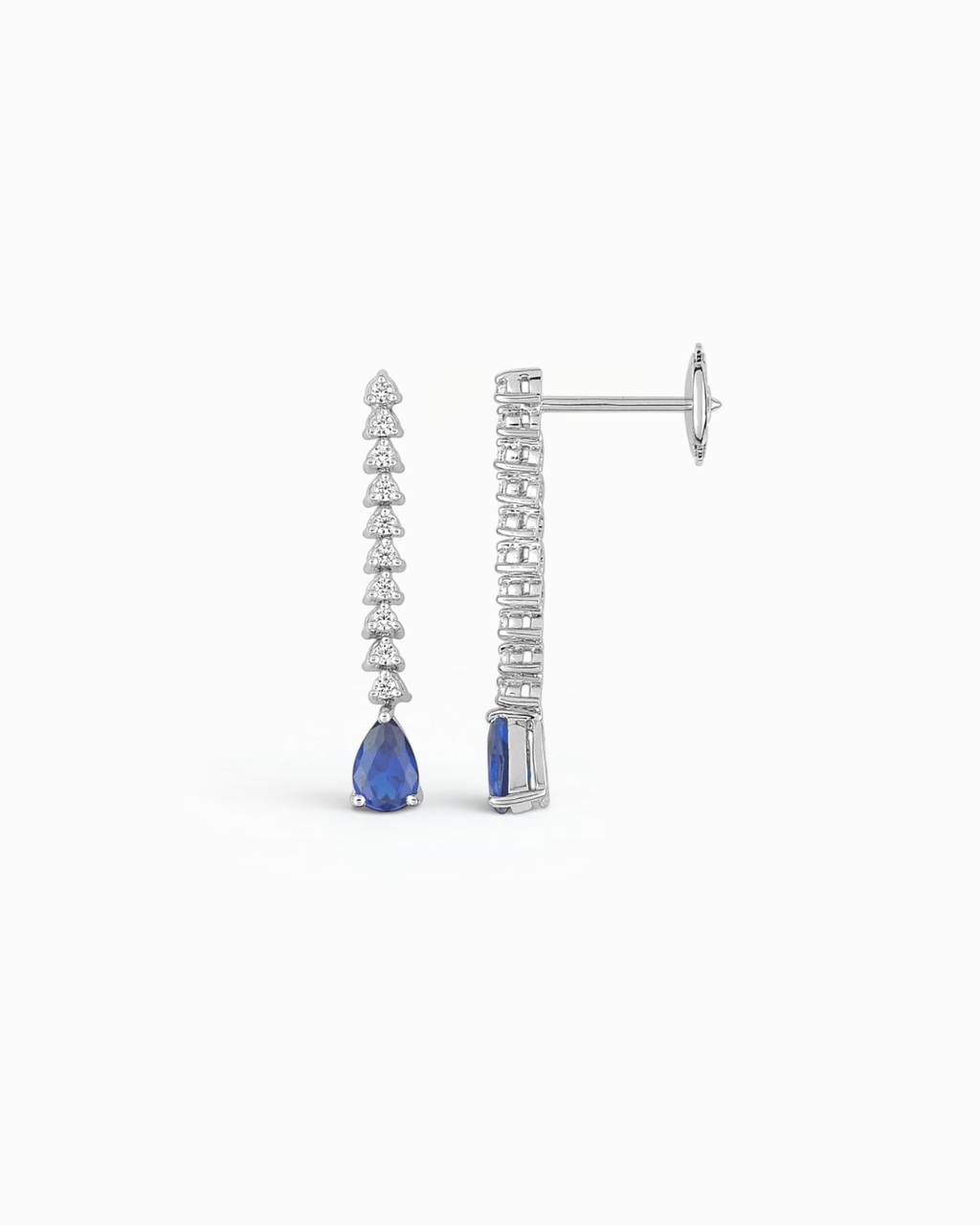 Pendientes Aurora de Zafiro y Brillantes en Oro Blanco
