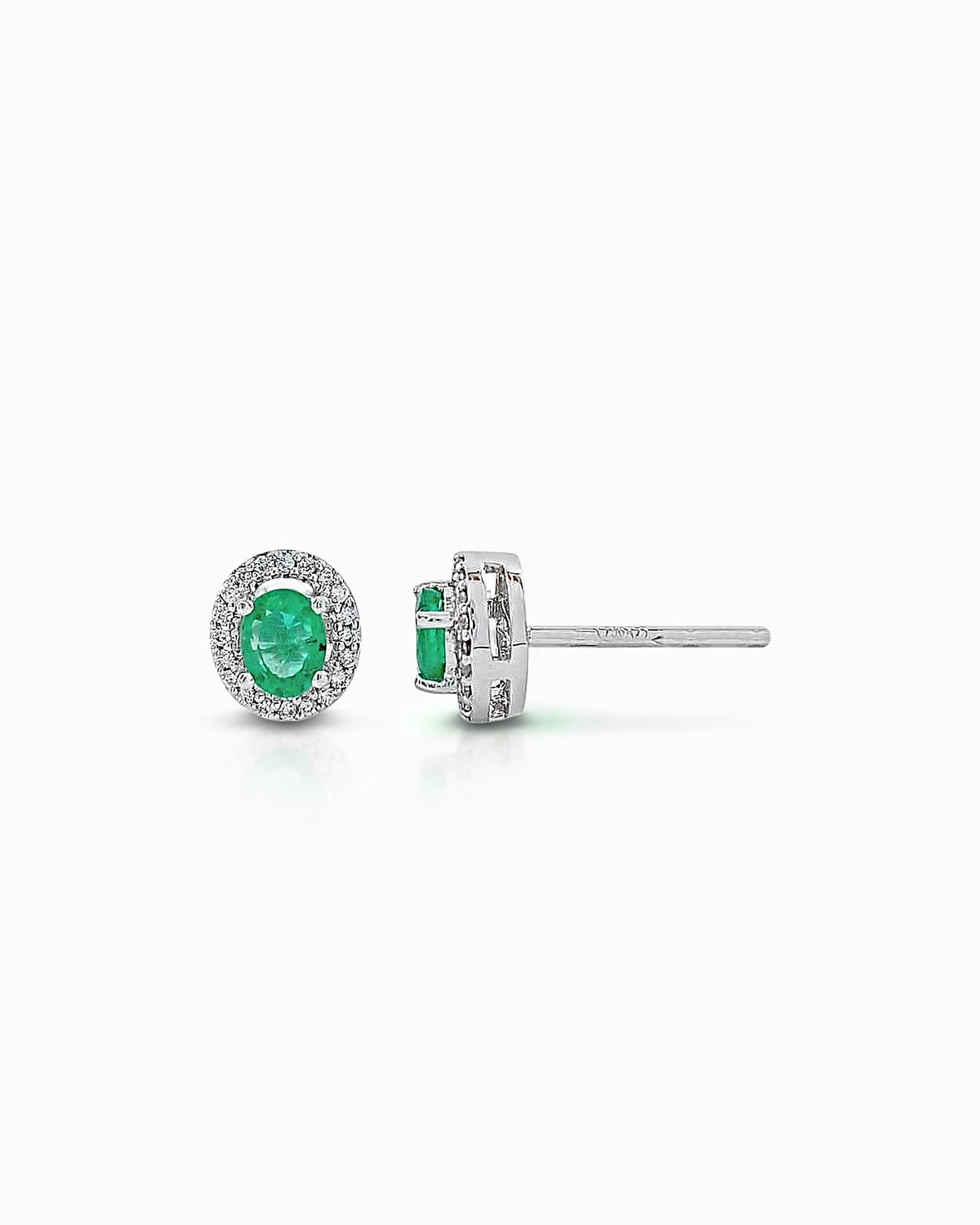Pendientes Selene Halo de Esmeralda y Brillantes en Oro Blanco
