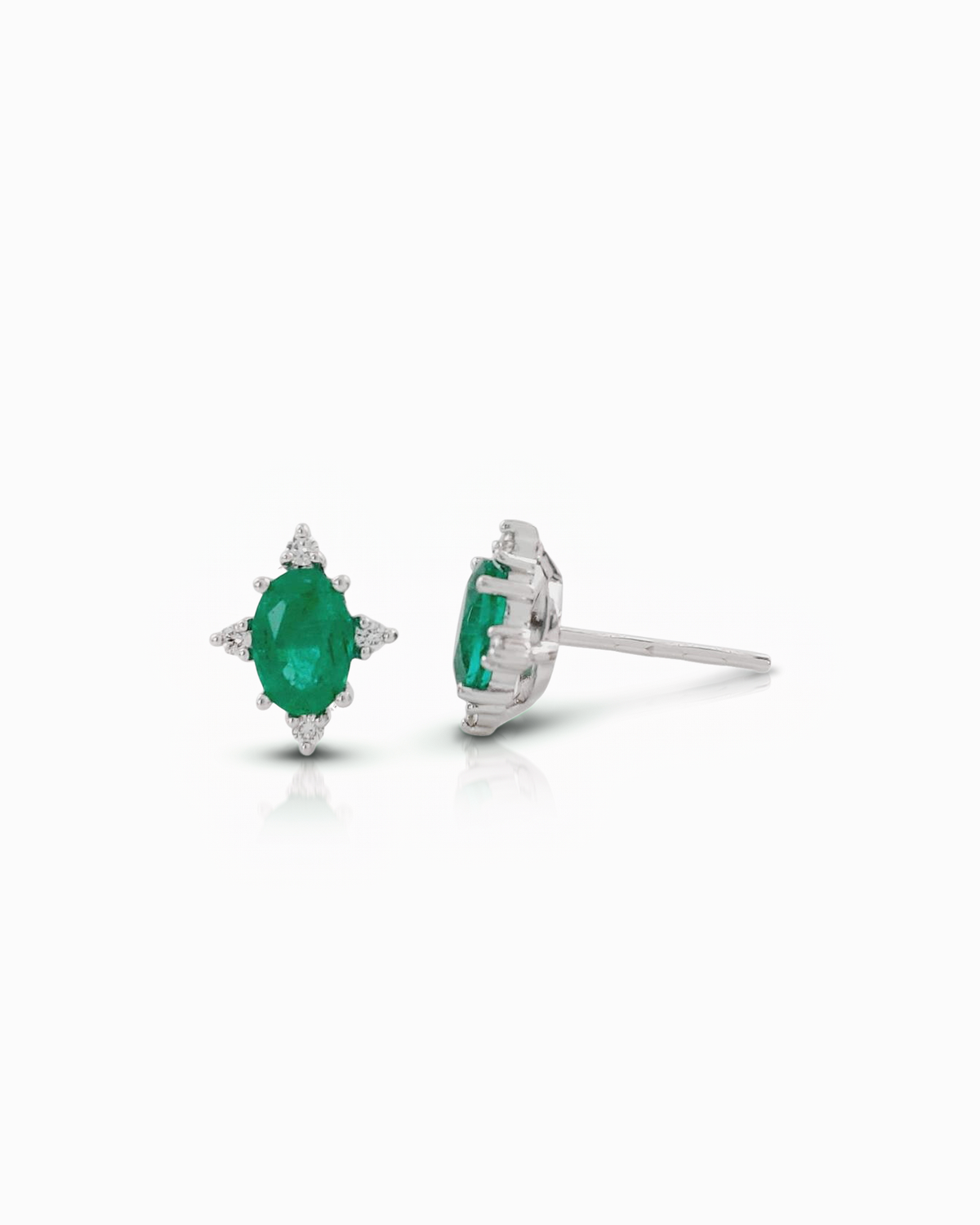 Pendientes Hiedra de Esmeralda y Brillantes en Oro Blanco