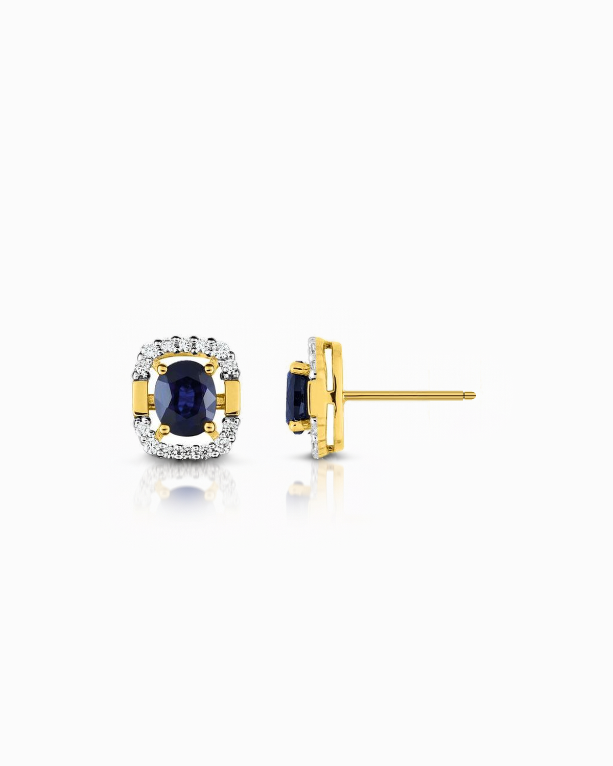 Pendientes Ópera de Zafiro y Brillantes en Oro Amarillo