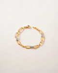 Pulsera de Eslabones con Circonitas en Oro Bicolor