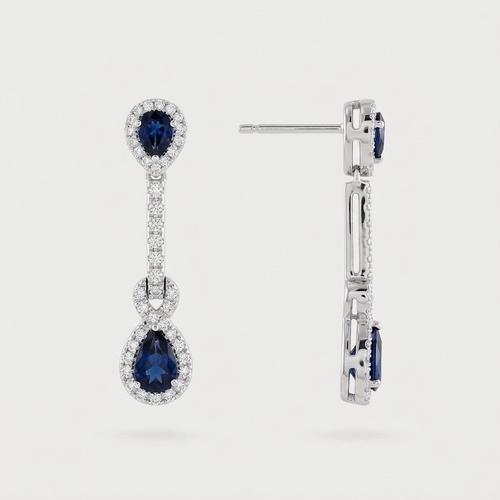 Pendientes Lágrima de Zafiro y Brillantes